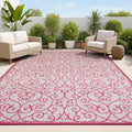 JONATHAN Y Vintage Filigree Indoor Outdoor Area Rug 9X12 Light Gray/Fuchsia by JONATHANY