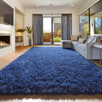 Amdrebio Navy Blue Area Rugs for Boys Bedroom, 5x8 Shag Fluffy Furry Plush Rug - Image 7
