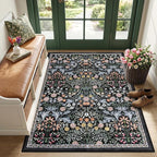 Area Rug Living Room Rugs: Floral 3x5 Washable Rug Vintage Soft Boho Non-Slip by PLHXFRSoftAreaRugs