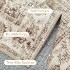 Neutral Kitchen Rug Set of 3 Washable Brown Vintage Kitchen Mats - Image 7