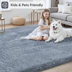 Area Rug for Living Room Bedroom: 4x6 Grey Soft Fluffy Shag Upgrade Non-Slip - Image 4