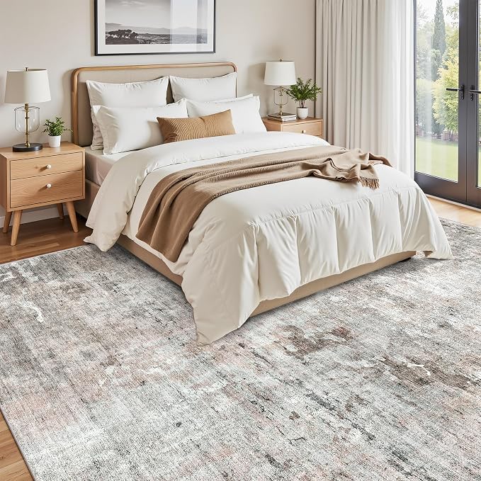 Soalmost Abstract Rug 8x10 Large Living Room Rugs Neutral Modern Washable Area - Image 3