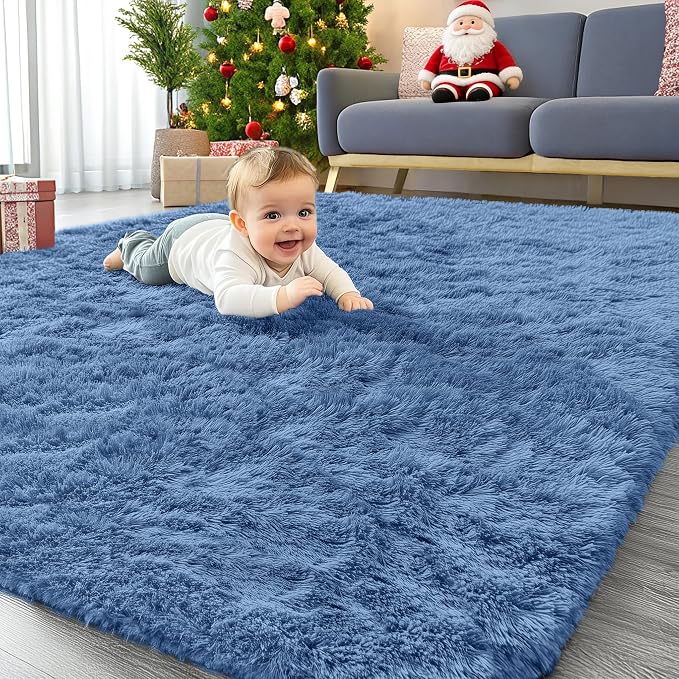 OLANLY Area Rugs for Living Room Bedroom, Machine Washable 4x5.9 ft Soft Fluffy by OLANLY