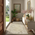 Neutral Farmhouse Hallway Rug Runner 2x6 Washable Non Slip Rubber Backing - Image 5