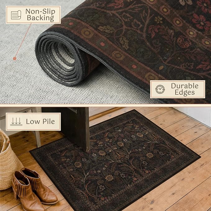 Dark Brown Washable Non Slip Hallway Runner Rug 2'6"x12' - 12ft Extra Long - Image 4