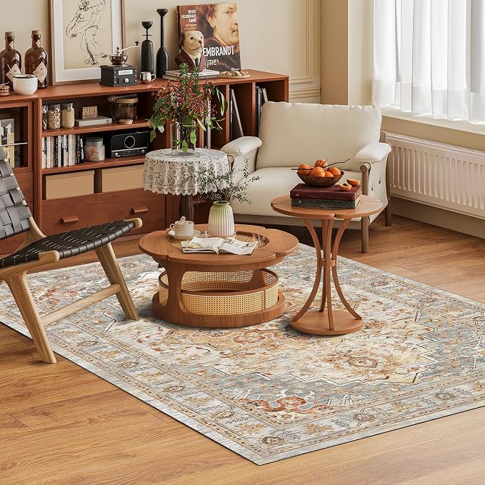 Washable Area Rug 9' x 12' Vintage Traditional Persian Mat - Image 2