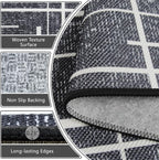 3x5 Washable Rug, Modern Distressed Stripe, Small Area Rug Non Slip, Woven Thin - Image 2