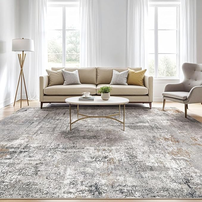 LOONGRUG 9x12 Area Rug Living Room: Washable Large Abstract Soft Stain - Image 5