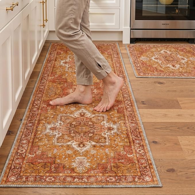 GENIMO Kitchen Rug Sets of 2, Non-Slip Washable Low-Pile Kitchen Mats by GENIMO