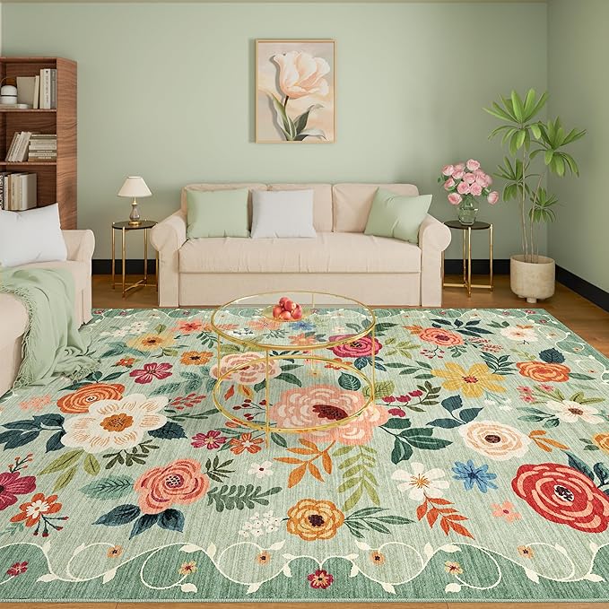 DUKINO 8x10 Area Rug, Floral Rugs - Image 3