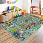 Capslpad Sky Blue Car Road Kid Rug Carpet Playmat by CapslpadDirect