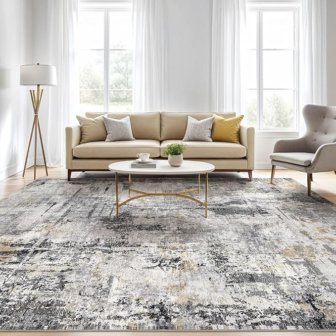 6x8 Area Rug Living Room: Washable Large Abstract Soft Stain Resistant Indoor - Image 5