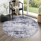 Round Area Rug for Living Room: 5 ft Washable Modern Abstract Soft Thin Rug by FXRHLP