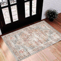 CHAMPLANT 2'x3' Light Cyan and Light red Area Rug Washable Door Mat Vintage by CHAMPLANT
