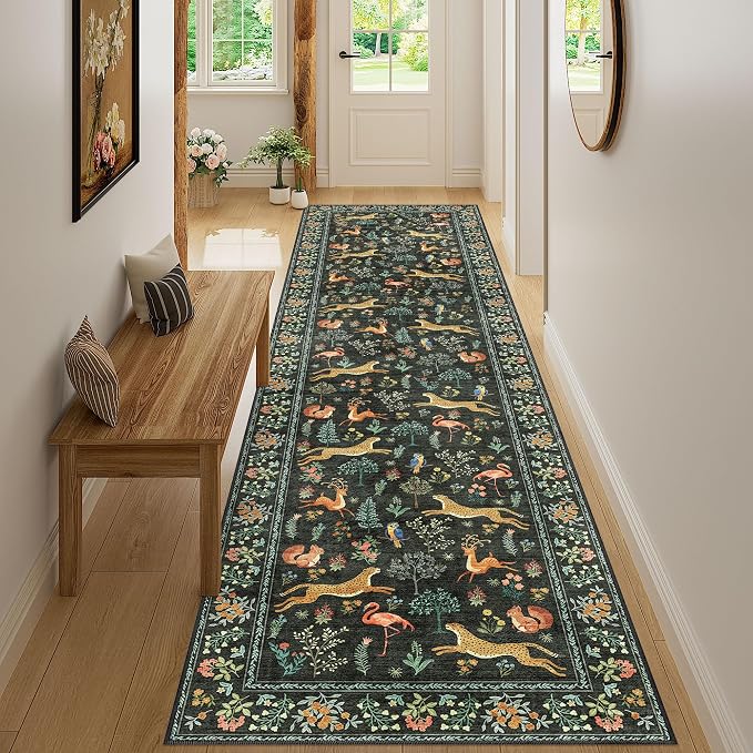 DUKINO Washable 2.6x10 Runner Rug, Non Slip Animal Print Runner Rug - Image 6