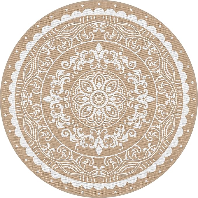 Pauwer Waterproof Outdoor Rug 8ft, Reversible Plastic Straw Patio Camping Rug - Image 9