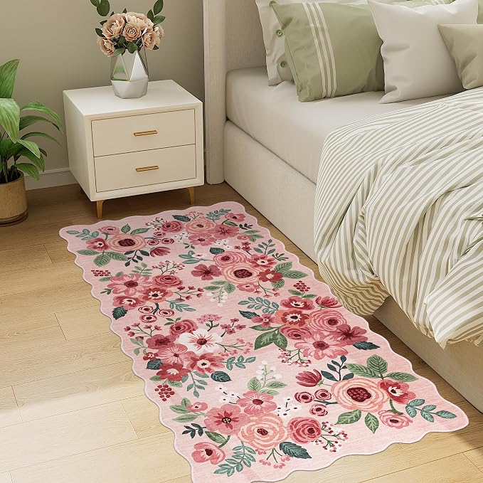 DUKINO 2x4 Washable Runner Rugs, Non Slip Floral Print Entryway Rug - Image 6