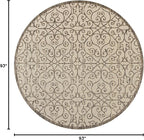 JONATHAN Y Vintage Filigree Indoor Outdoor Round Area Rug 8 Ft Beige/Brown - Image 2