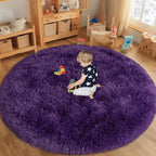Round Purple Rug for Bedroom, 6 ft Circle Area Rugs for Living Room, Soft - Image 3