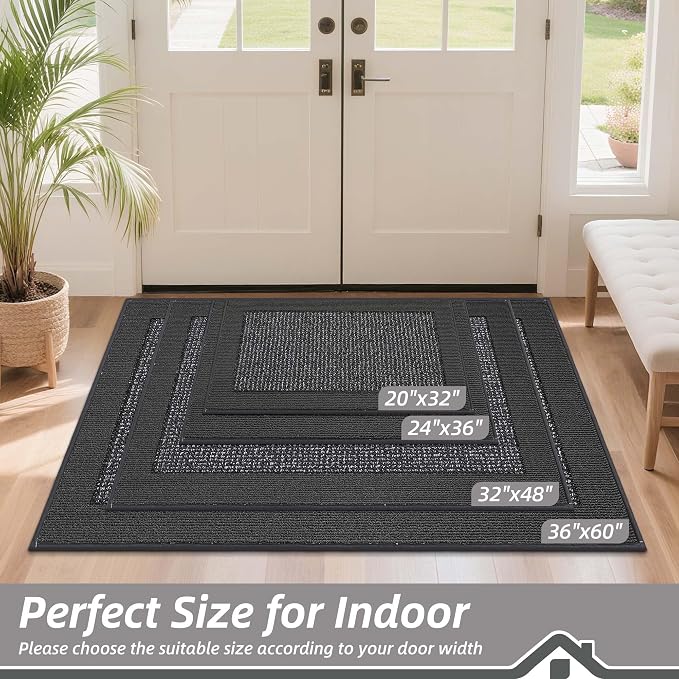BEQHAUSE Indoor Door Mat 24" x 36", Dirt Trapper Door Mats Non-Slip Entryway - Image 2