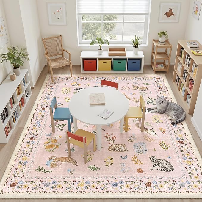 Soalmost Cat 8x10 Pink Area Rugs - Image 2