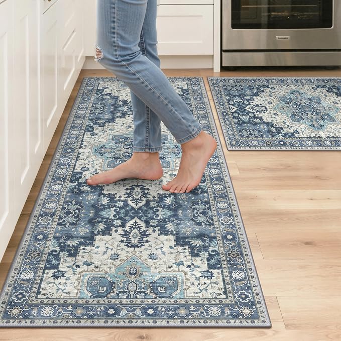 GENIMO Kitchen Rugs Non Slip Washable, Cushioned Standing Mat, Kitchen Runner by GENIMO