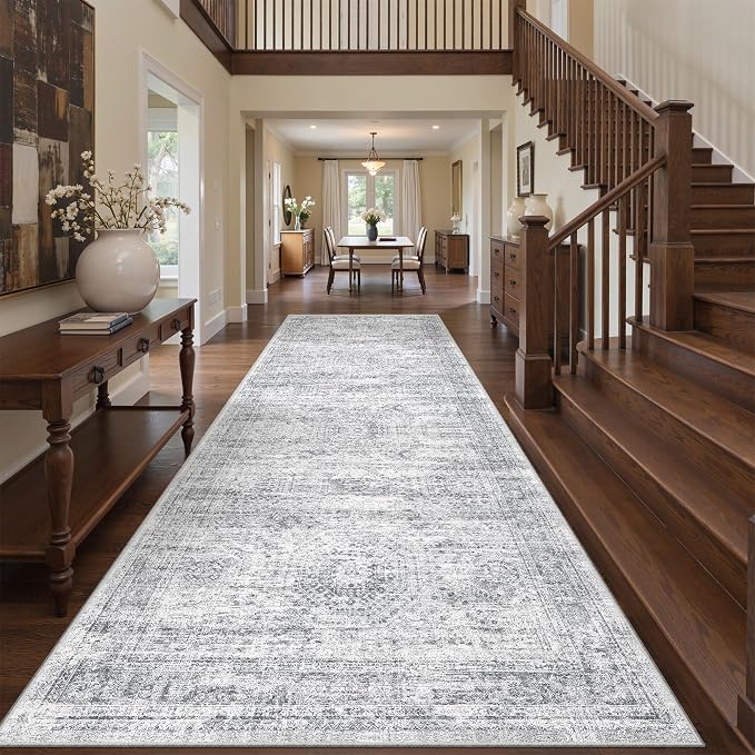 4x12 Runner Rug for Hallway, Low-Pile Wide Runner for Entryway, Long Washable by Restydon