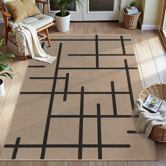 Tangsoo Easy Jute Rug 3x5 for Entryway, Non-Slip Washable Indoor Outdoor Stripe by Tangsoo
