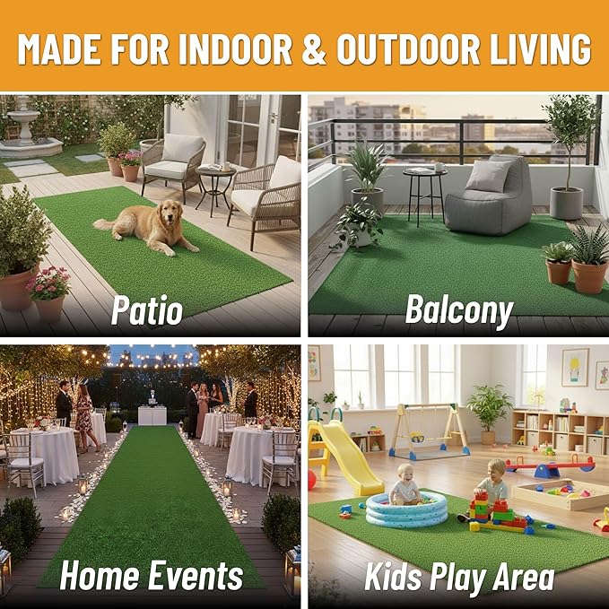 Ottomanson Artificial Grass Runner Lite 31" x 32', Fake Grass - Image 4