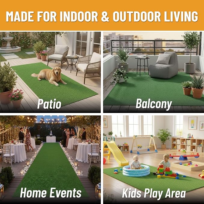 Ottomanson Artificial Grass Runner Lite 78" x 2', Fake Grass - Image 4