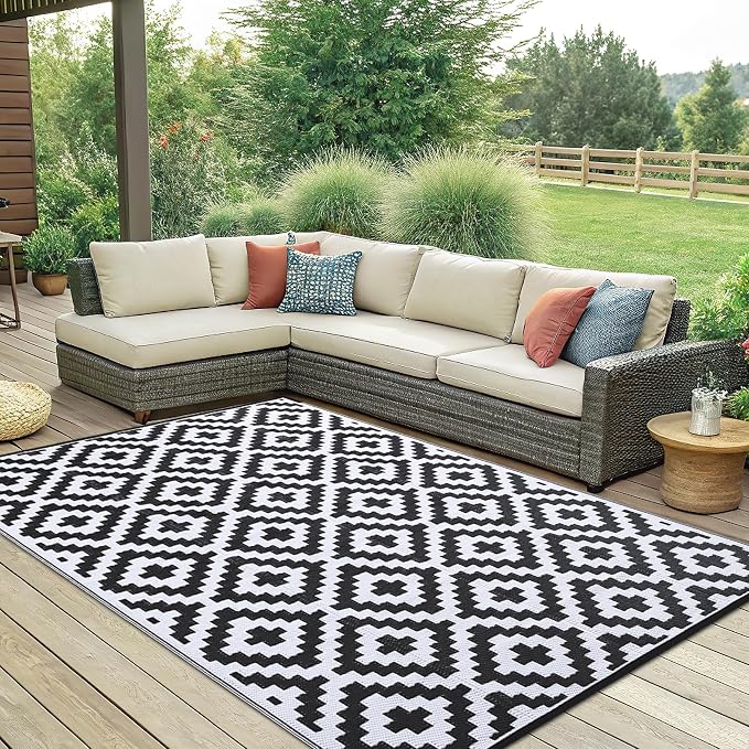 Smiry Waterproof Outdoor Rug 6x9 ft, Reversible Plastic Straw Patio Camping Rugs - Image 7