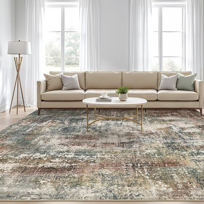 6x9 Area Rug Washable Rugs: Living Room Large Abstract Modern Soft Stain - Image 5