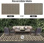 Smiry Waterproof Outdoor Rug 4x6 ft, Reversible Plastic Straw Patio Camping Rugs - Image 3