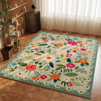 Rugcomf Area Rug 4x6 Rug Washable Boho Rugs Non Slip Low Pile Floral Small - Image 2
