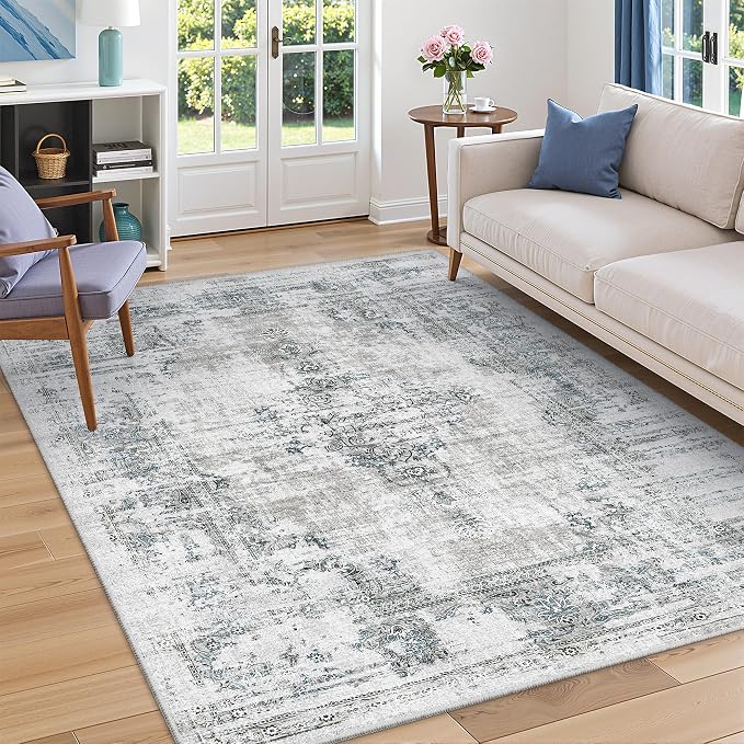 Madane 6x9 Area Rugs for Living Room, Machine Washable Vintage Rug by Madane