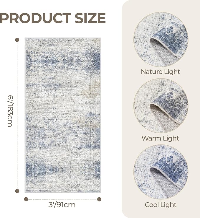 3x6 Runner Rug Non Slip, Thin Entryway Washable Rug - Image 2