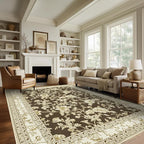 Browm Boho Living Room Rug 5x8, Washable Low Pile Non Slip Area Rugs - Image 7