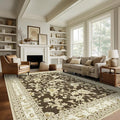 Extra Large Browm Area Rug for Living Room 10x14, Floral Dining Room Rugs for by BILEEHOME