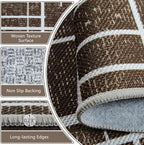 Non Slip Hallway Runner Rug 2.6x12, Modern Distressed Stripe, Washable Extra - Image 4