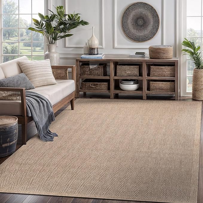 CAMILSON Easy Jute Rug 5x7, Indoor Outdoor Natural Color Fiber Area Rugs by CAMILSONIndoorOutdoorAreaRugs