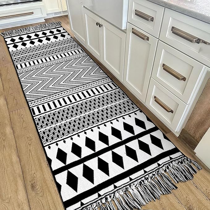 IOHOUZE Kitchen Hallway Runner Rug -2'x6' Boho Black White Entryway Runner Rugs by iOhouze