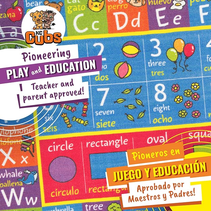 KC Cubs Bilingual Educational Kids Rug – English & Spanish ABC Alphabet - Image 7