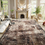 Ompaa Living Room Rug 8x10 Brown Area Rugs Machine Washable Abstract Coffee by OmpaaHomeDecor