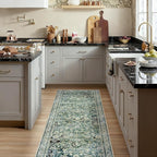 Green Washable Bathroom Hallway Runner Rug - Image 9