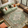 RELEANY Area Rugs Square 6ft Washable Non-Slip, Floral Vintage Distress by RELEANY