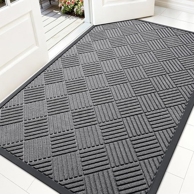 OLANLY Front Door Mat Outside Entrance 59x34, Heavy Duty Sturdy Natural Rubber by OLANLY
