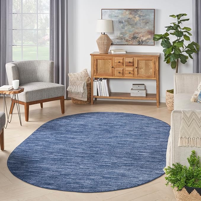 Nourison Home Nourison Essentials Navy Blue 6' x 9' Oval Area Rug by NourisonHome