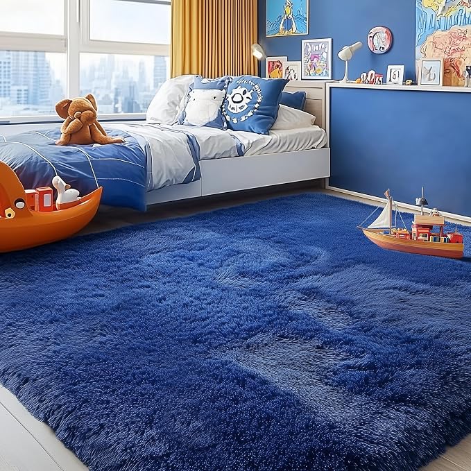 PAGISOFE Blue Rug 4x6 Ft Fluffy Shag Rugs - Image 8