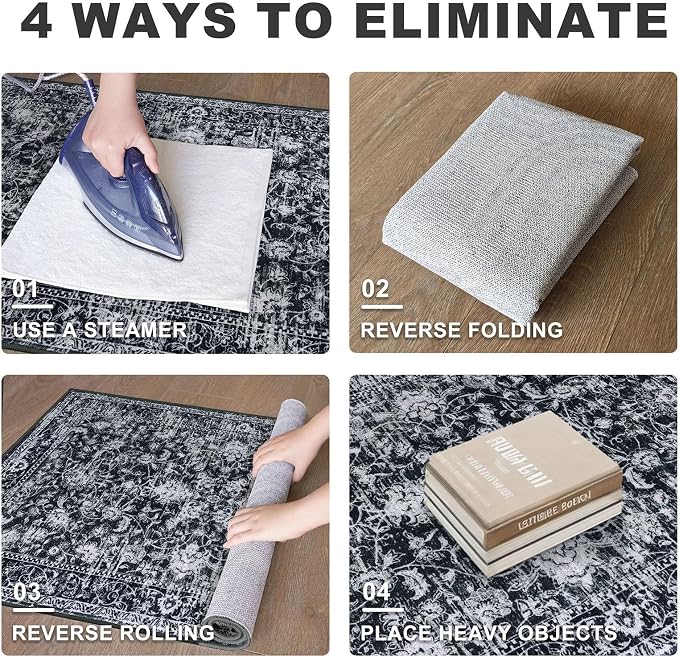 KILOCOCO Hallway Runner 2x7 Rug Runner Printed Vintage Floral Washable Kitchen - Image 8