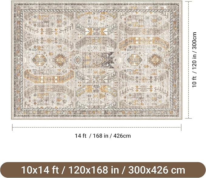 befbee 10x14 Area Rugs, Ultra-Thin Washable Rugs - Image 2